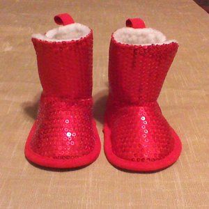 🦋Little Wishes Red Glitter Boots 3-6 mos infant